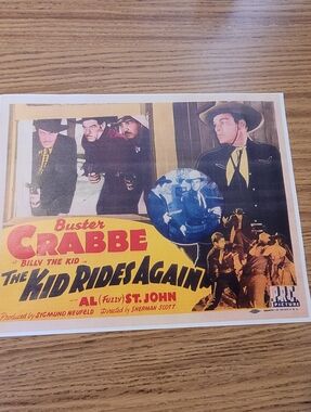 Buster Crabbe The Kid Rides Again Wall Poster - Yellow/Red 11 X 14